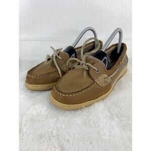 Khombu Brown Leather Boat Loafers Women’s Size 8 Moccasin Style